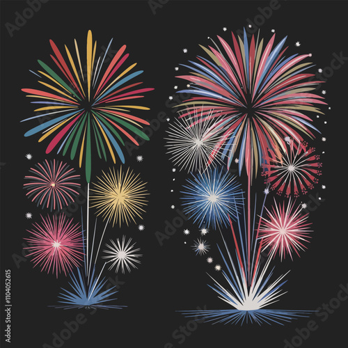 Colorful fireworks lighting up the night sky