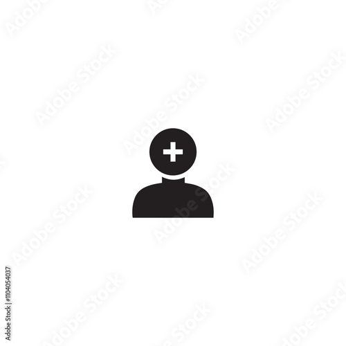 Add user vector flat icon. Person profile with plus symbol. vector illustration