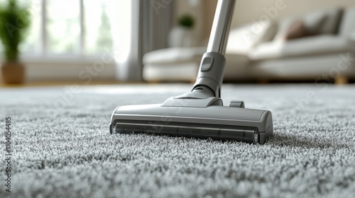 Wallpaper Mural Close-up of a vacuum cleaner cleaning a gray carpet in a living room. Torontodigital.ca