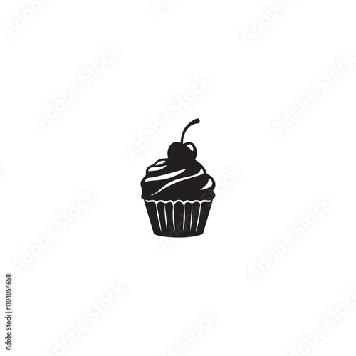 Cupcake icon . Black Cupcake icon on white background. vector illustration