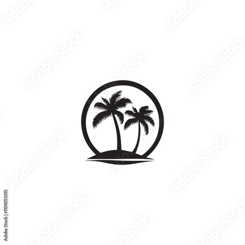 palm tree icon . Black palm tree icon on white background. vector illustration
