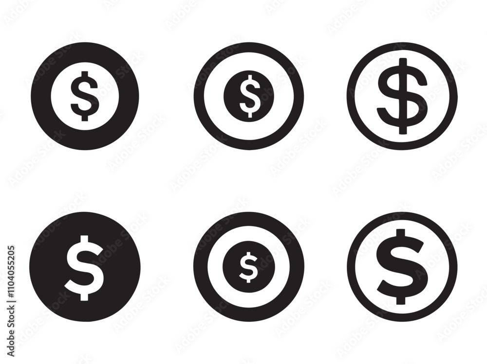 Dollar sign in a circle . Black dollar icon on white background.vector illustration Dollar sign in a circle . Black dollar icon on white background.vector illustration