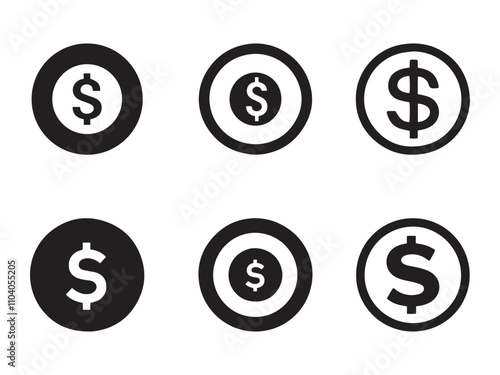 Dollar sign in a circle . Black dollar icon on white background.vector illustration