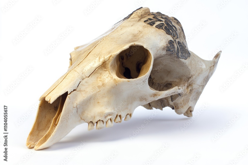 Naklejka premium A close-up shot of a skull on a white surface