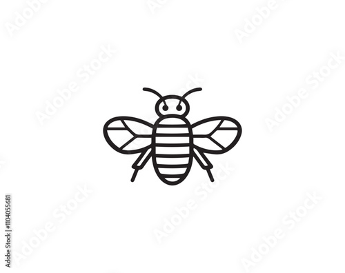 Bee  icon. Black bee  icon on white background.