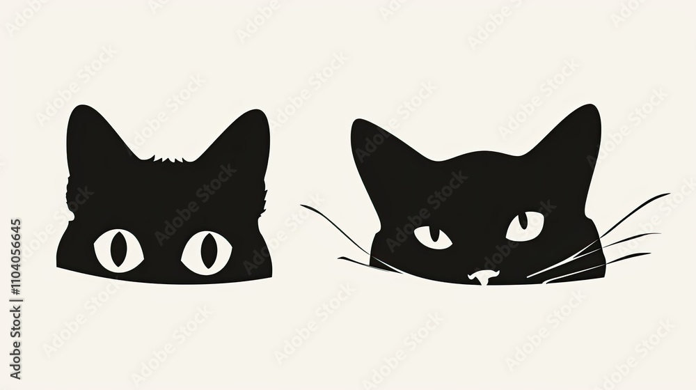 Fototapeta premium 2 cute cartoon cat stickers