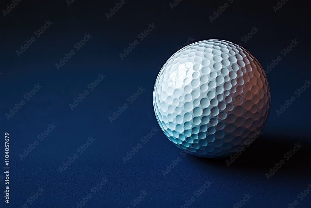 A detailed look at a golf ball sitting on a blue surface A detailed look at a golf ball sitting on a blue surface