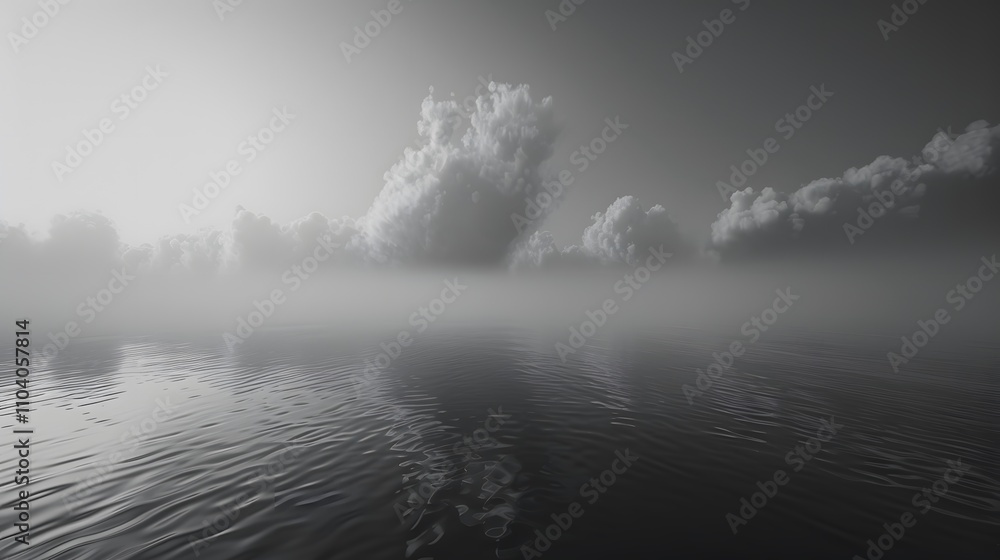 Fototapeta premium Monochromatic Cloudscape Over Calm Water