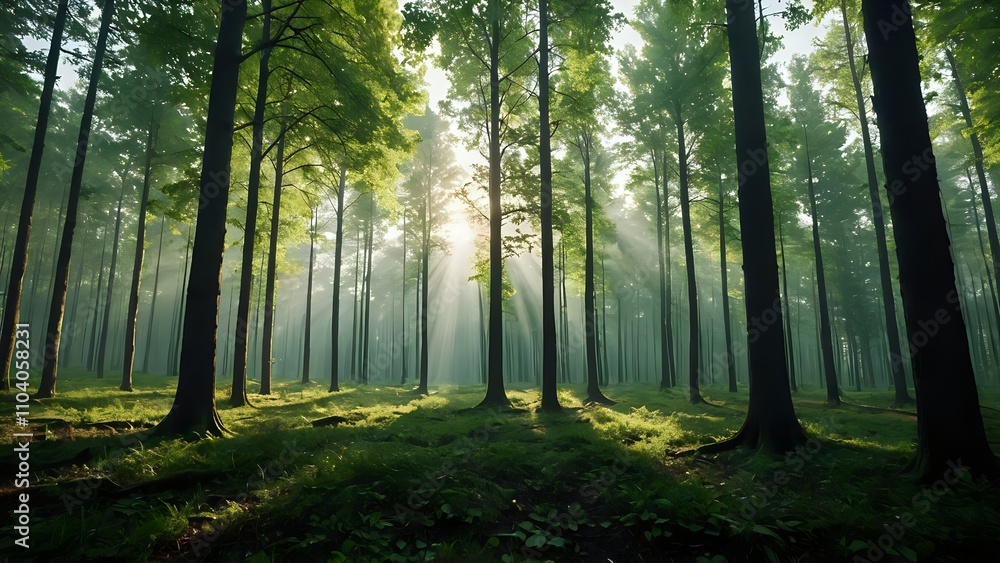 Naklejka premium morning in the forest