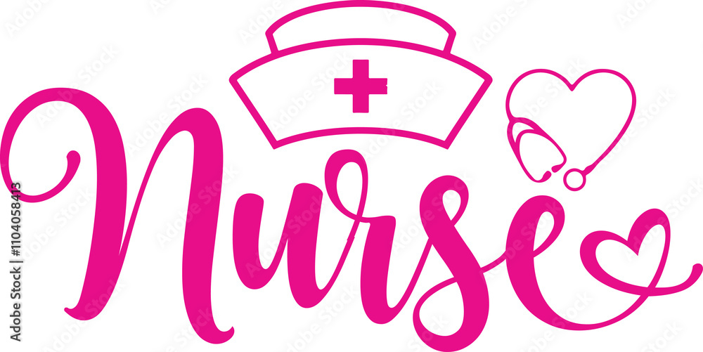 Nurse typography clip art design on plain white transparent isolated background for card, shirt, hoodie, sweatshirt, apparel, tag, mug, icon, poster or badge Nurse typography clip art design on plain white transparent isolated background for card, shirt, hoodie, sweatshirt, apparel, tag, mug, icon, poster or badge