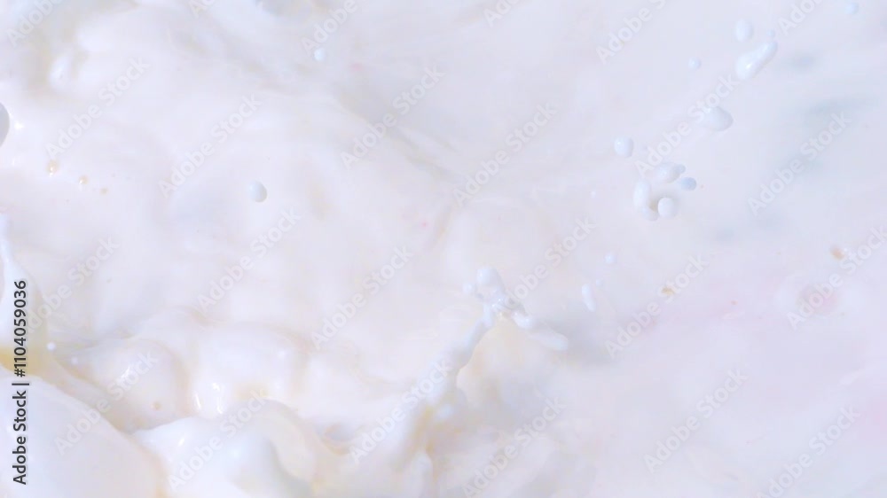 Fresh organic strawberries falling into milk, creating creamy splashes in slow motion 300fps Fresh organic strawberries falling into milk, creating creamy splashes in slow motion 300fps
