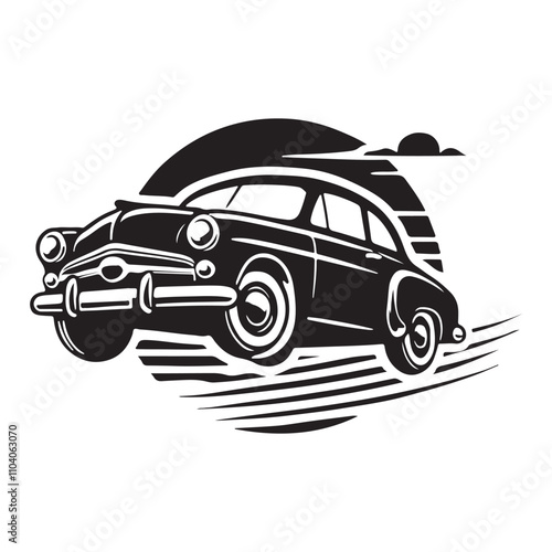 Elegant Vintage Car Silhouette – Retro Auto Icon in a Timeless Vector Format photo