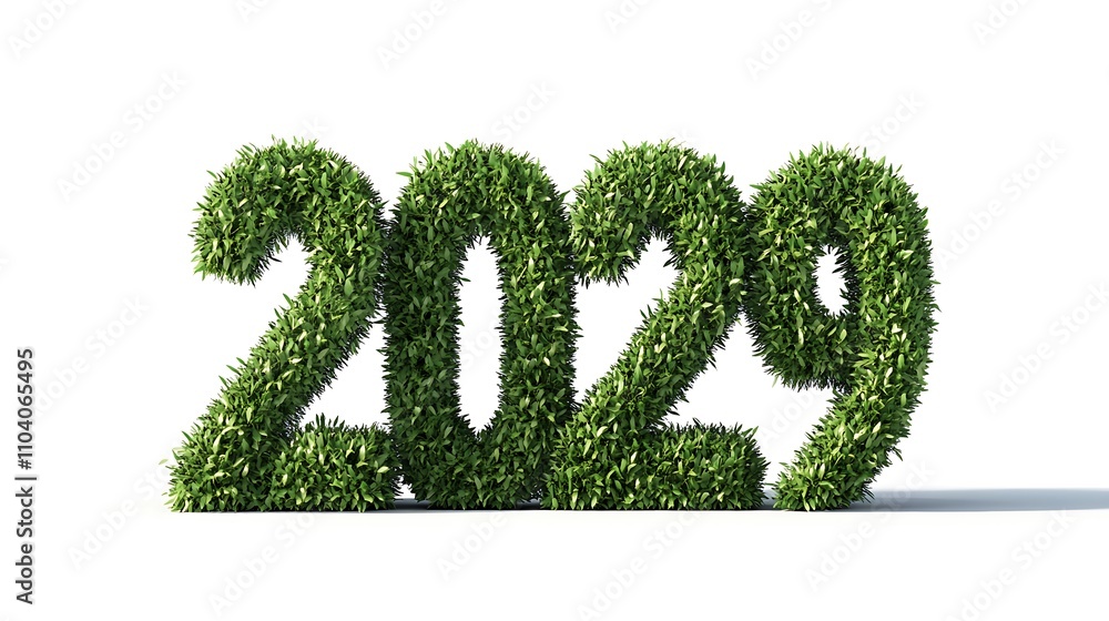 Text 2029 made of green grass isolated on white bakground. Text 2029 made of green grass isolated on white bakground.