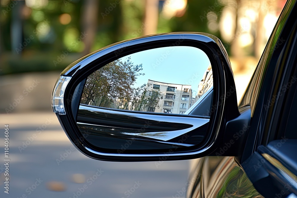 side of the rearview mirror on a car. side of the rearview mirror on a car.
