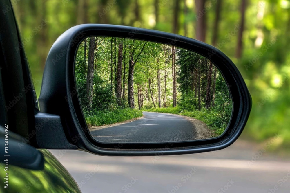 side of the rearview mirror on a car. 