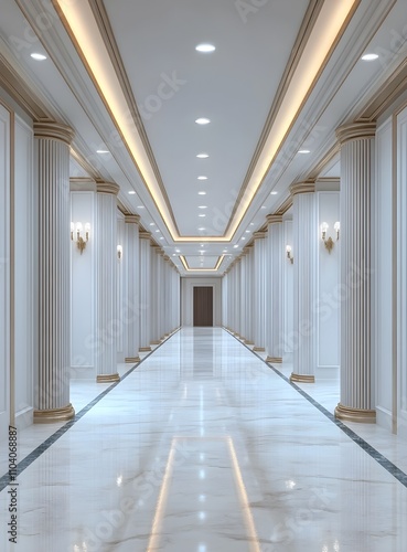 Elegant Marble Hallway with Classic Columns