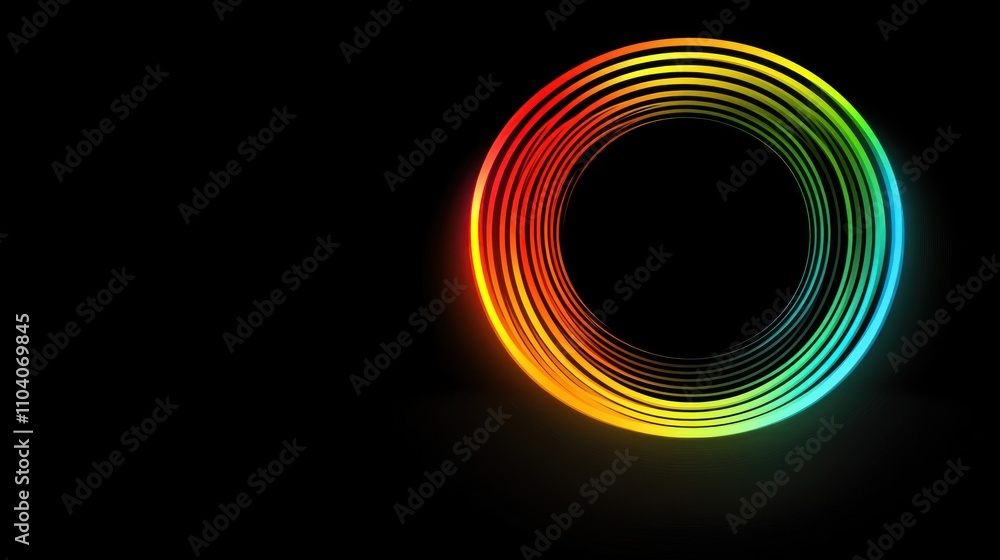 Abstract colorful neon circle on black background. Abstract colorful neon circle on black background.