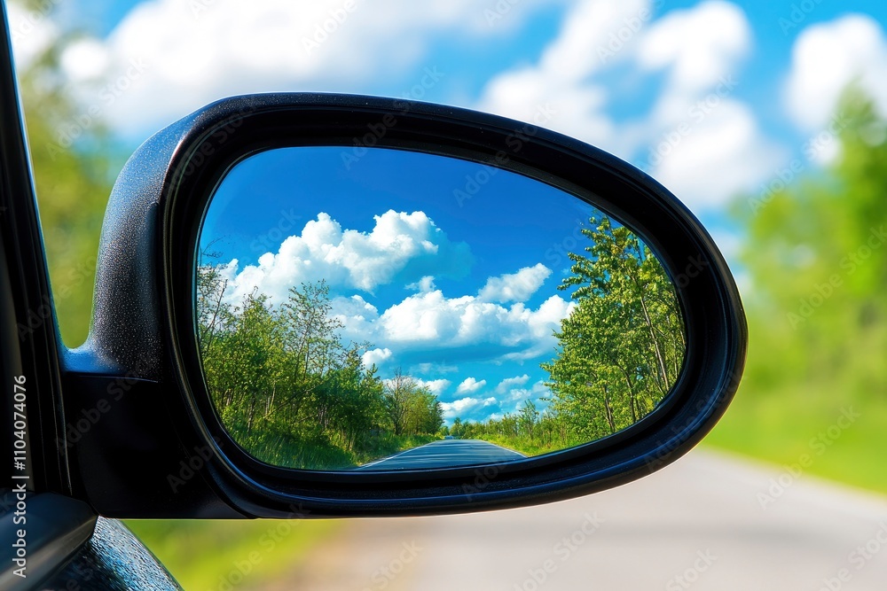 Fototapeta premium side of the rearview mirror on a car. 