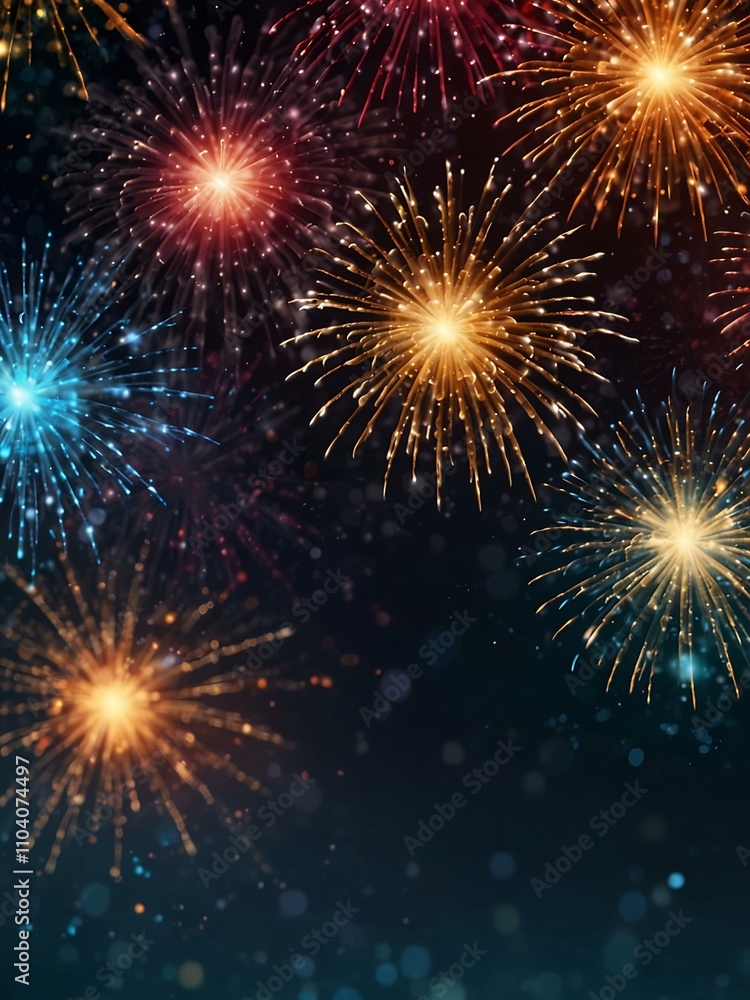 Fototapeta premium Abstract background with fireworks and bokeh for New Year’s Eve.