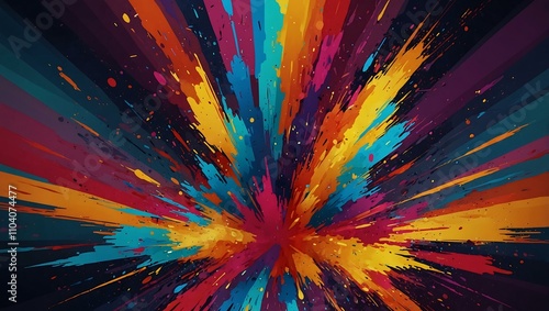 Abstract background with dynamic color explosions.