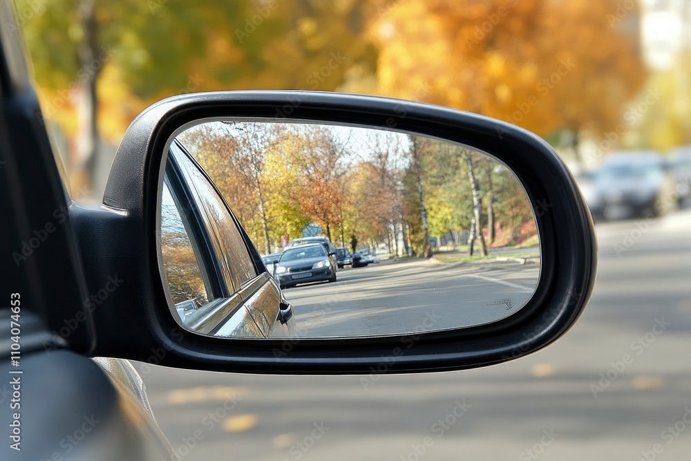 side of the rearview mirror on a car. side of the rearview mirror on a car.