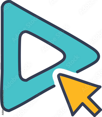 Play button click icon. Start video concept.  Click to initiate media playback.  Simple, modern design.
