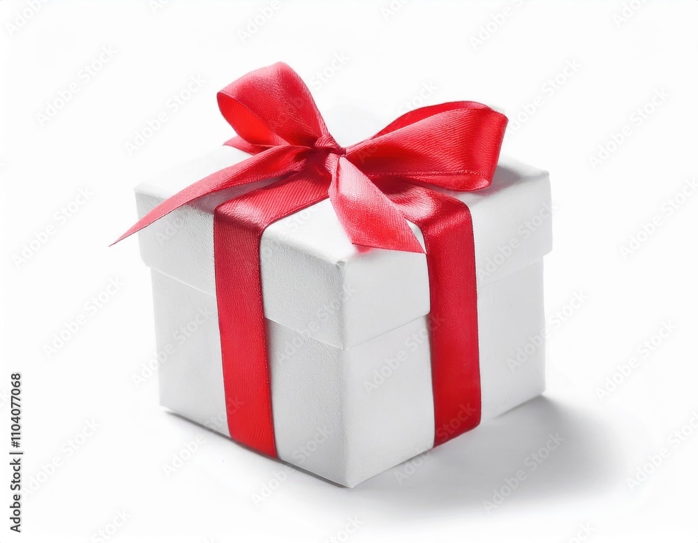 Elegant Christmas Gift Box with Red Ribbon Bow. Perfect for Festive Gifting Ideas, Holiday Surprises, Seasonal Decorations, or Sharing Joy and Love in Memorable Christmas Celebrations Elegant Christmas Gift Box with Red Ribbon Bow. Perfect for Festive Gifting Ideas, Holiday Surprises, Seasonal Decorations, or Sharing Joy and Love in Memorable Christmas Celebrations