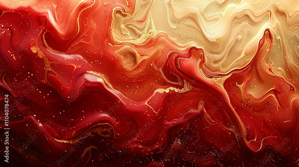 Abstract Red and Gold Swirling Marble Texture with Glitter Abstract Red and Gold Swirling Marble Texture with Glitter