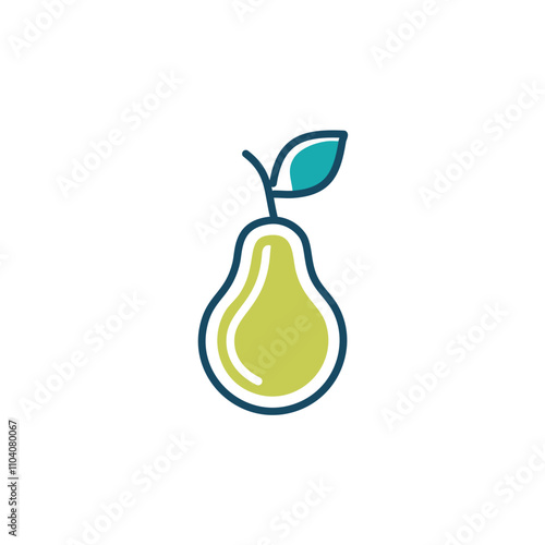 Fresh green pear fruit icon. Juicy pear illustration, healthy eating symbol.  Represents freshness and natural goodness.