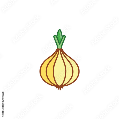 Fresh yellow onion. Single yellow onion illustration. Represents freshness, cooking, and healthy eating.