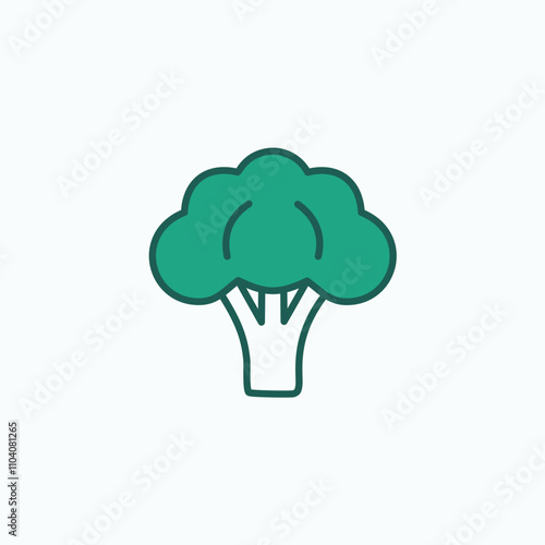 Broccoli vegetable icon. Green broccoli illustration.  Healthy eating concept.  Represents vitality and nutrition.