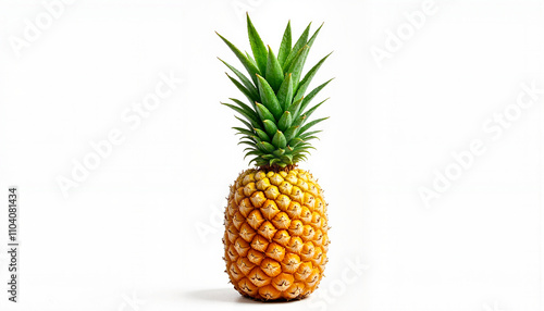 Isolated item on white background of a ripe pineapple