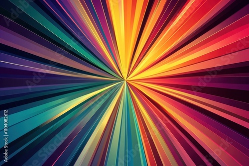 Vibrant abstract background with rays of color radiating from the center, creating a dynamic visual experience.