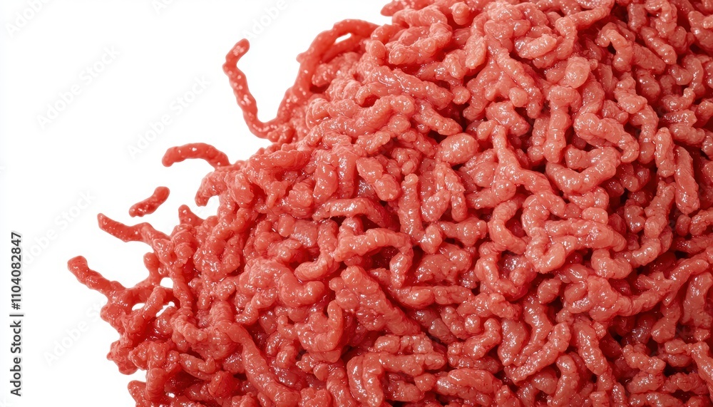A close-up image of raw ground meat, showcasing its fine texture and pinkish-red color, often used in various culinary dishes. A close-up image of raw ground meat, showcasing its fine texture and pinkish-red color, often used in various culinary dishes.