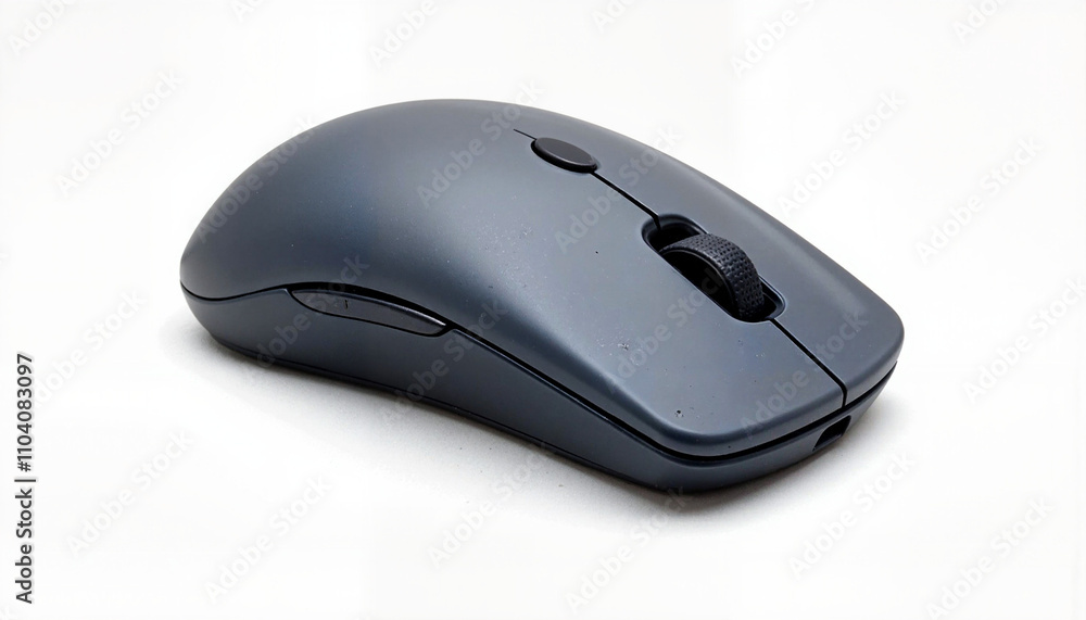 Isolated item on white background of a gray computer mouse Isolated item on white background of a gray computer mouse