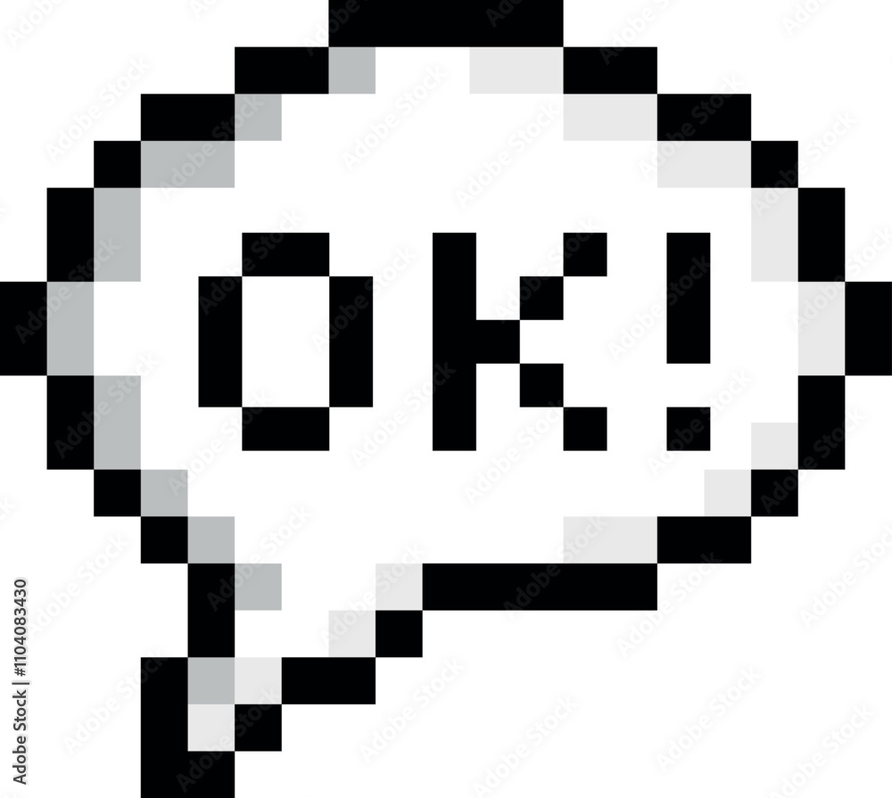 A pixelated OK sign with a white background A pixelated OK sign with a white background