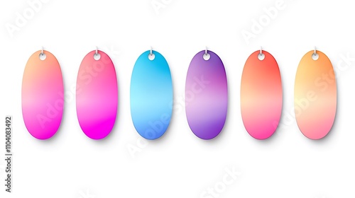 Oval tags in gradient hues with shadow effects for depth