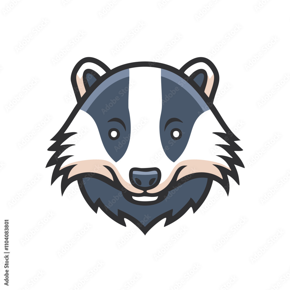 Happy badger face. Cute badger illustration, cheerful expression. Symbolizes wilderness, nature, and friendliness. Happy badger face. Cute badger illustration, cheerful expression. Symbolizes wilderness, nature, and friendliness.