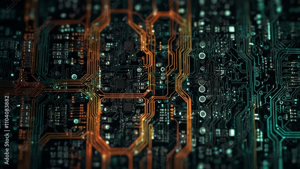 Fototapeta premium Abstract circuitry highlighting technological beauty.