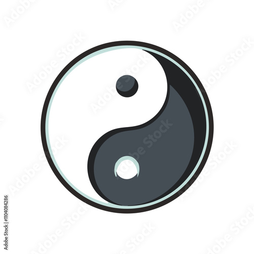Yin yang harmony symbol. Balance, duality, opposing forces.  Represents unity and interconnectedness.