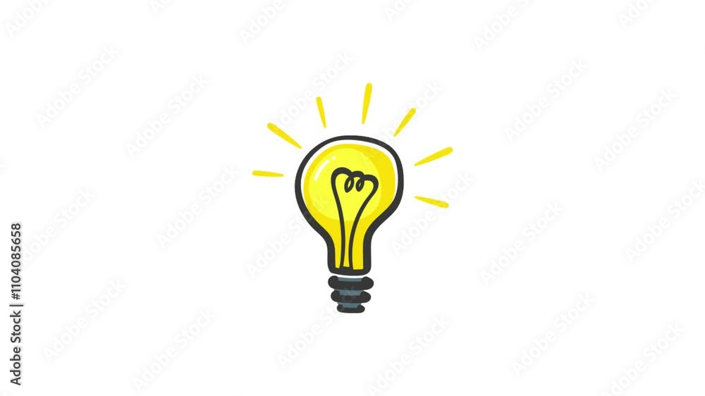 Animated Hand Drawn Light Bulb Isolated on transparent Background. Idea, Education or Technology Concept 4K Video motion graphic animation. Animated Hand Drawn Light Bulb Isolated on transparent Background. Idea, Education or Technology Concept 4K Video motion graphic animation.
