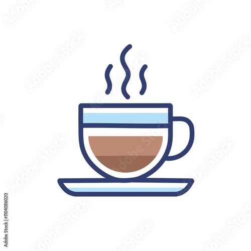 Hot coffee cup icon. Warm beverage; perfect for morning energy boost or relaxing break. Symbolizes comfort and warmth.