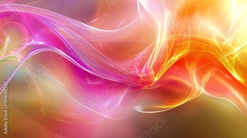 Abstract banner with holographic gradients and smooth flowing lines