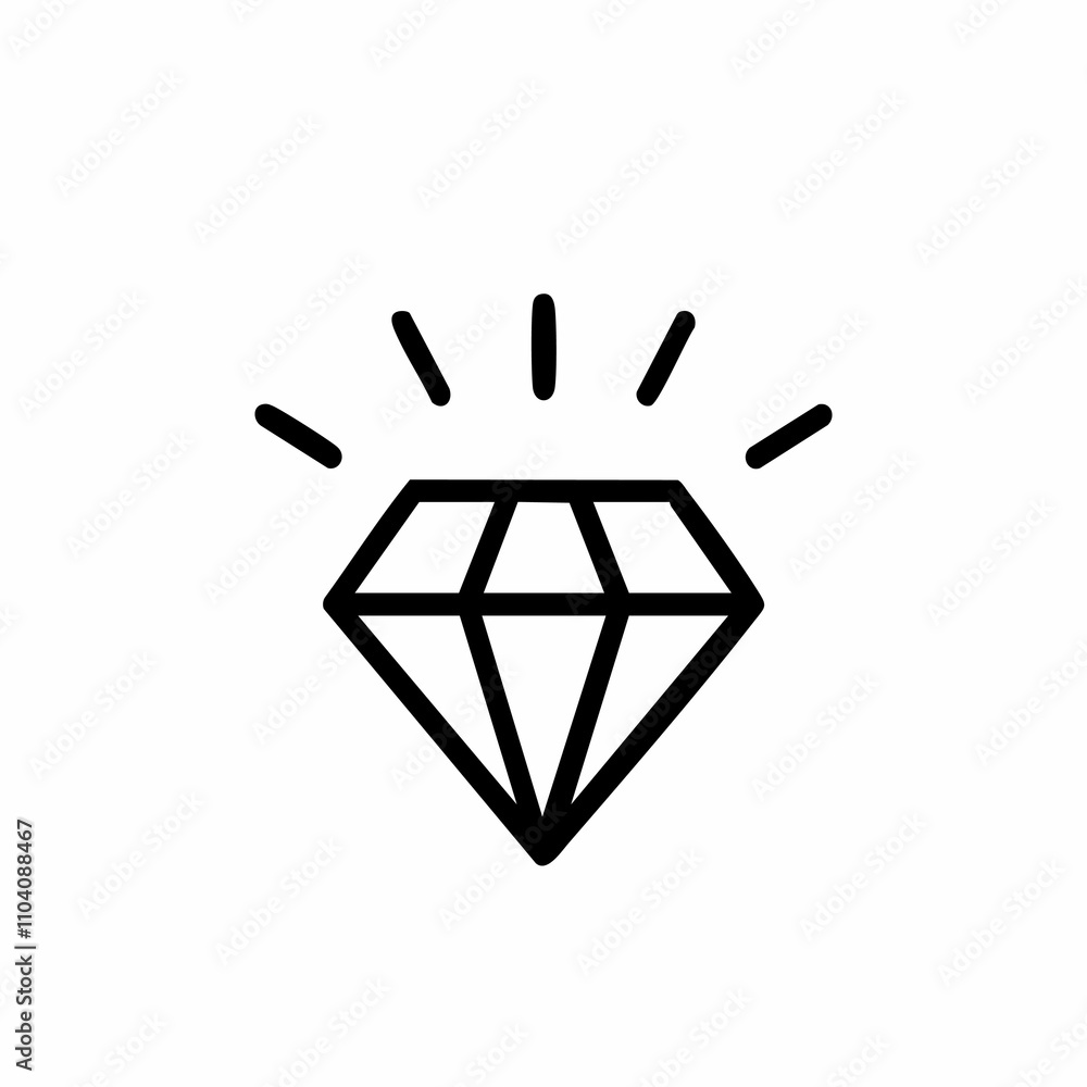 Diamond Icon with Rays - Gem, Jewelry, and Luxury Symbol in Solid Black Diamond Icon with Rays - Gem, Jewelry, and Luxury Symbol in Solid Black