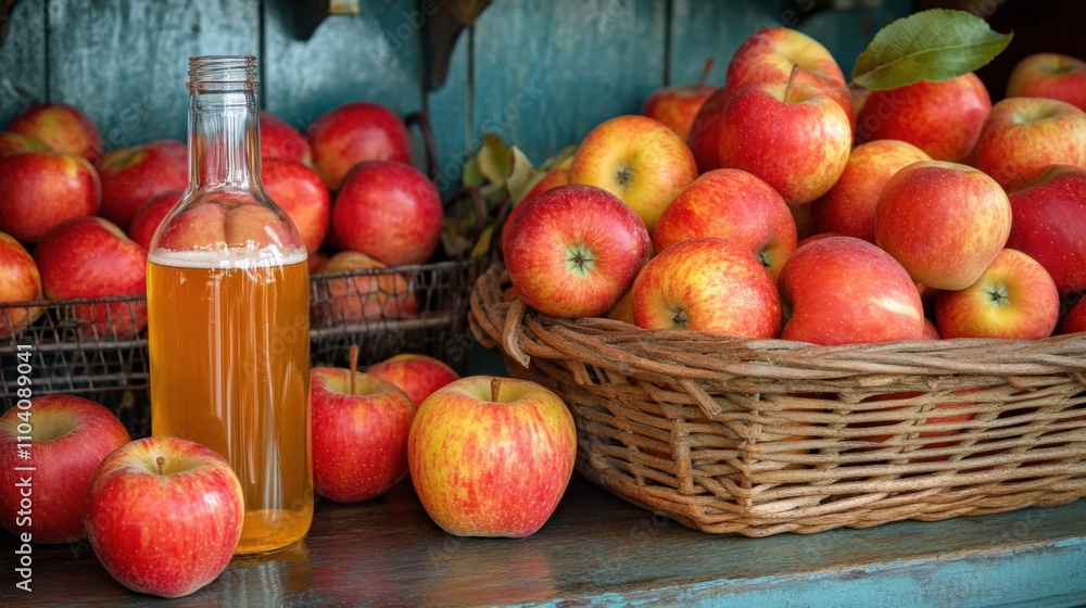 Fresh Apples and Cider on Display Fresh Apples and Cider on Display
