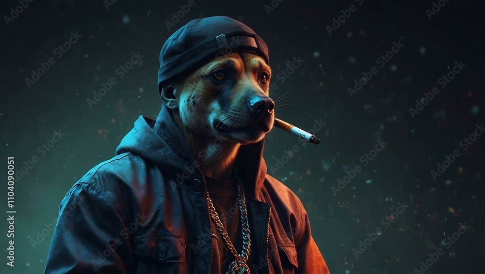 Abstract digital art of an animal rapper in fantasy style. Abstract digital art of an animal rapper in fantasy style.
