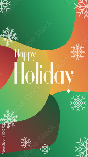 happy holiday in abstract christmas style backgound and snow flake for end year and new year holiday greeting card. vertical banners and wallpaper for social media stories teplate vector illustration