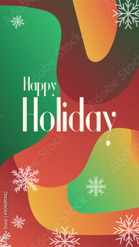 happy holiday in abstract christmas style backgound and snow flake for end year and new year holiday greeting card. vertical banners and wallpaper for social media stories teplate vector illustration