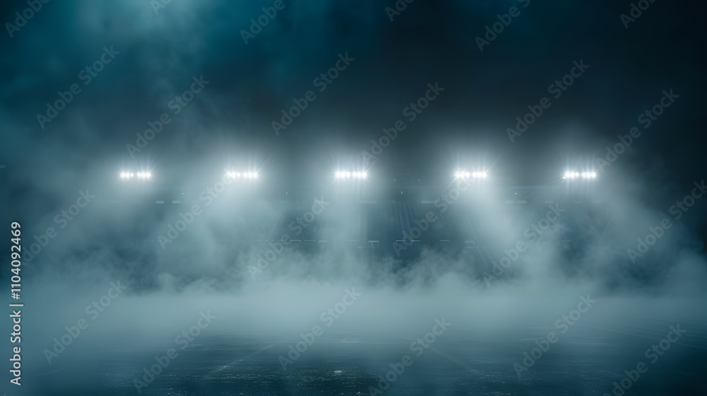 Stadium Lights Illuminate Foggy Night Field Stadium Lights Illuminate Foggy Night Field