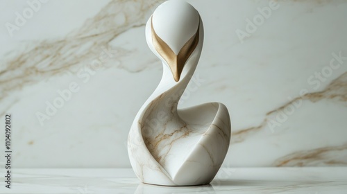 Fototapeta Naklejka Na Ścianę i Meble -  Abstract white swan sculpture on marble.
